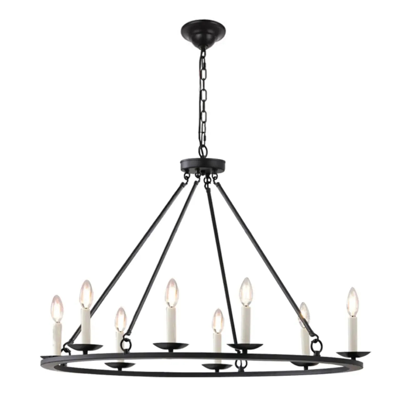 Lustre industriel en fer noir pour salle à manger