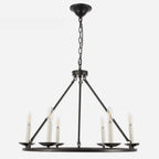 Lustre industriel en fer noir pour salle à manger