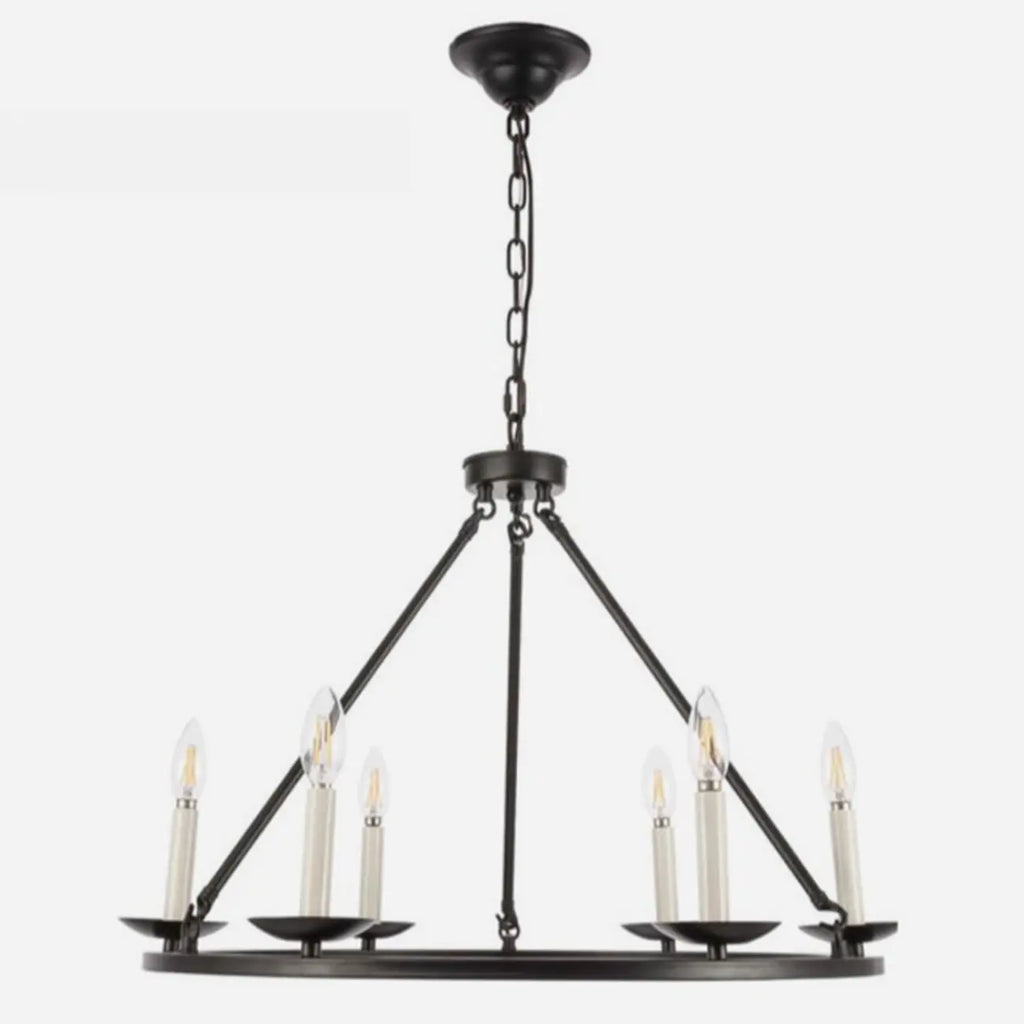 Lustre industriel en fer noir pour salle à manger