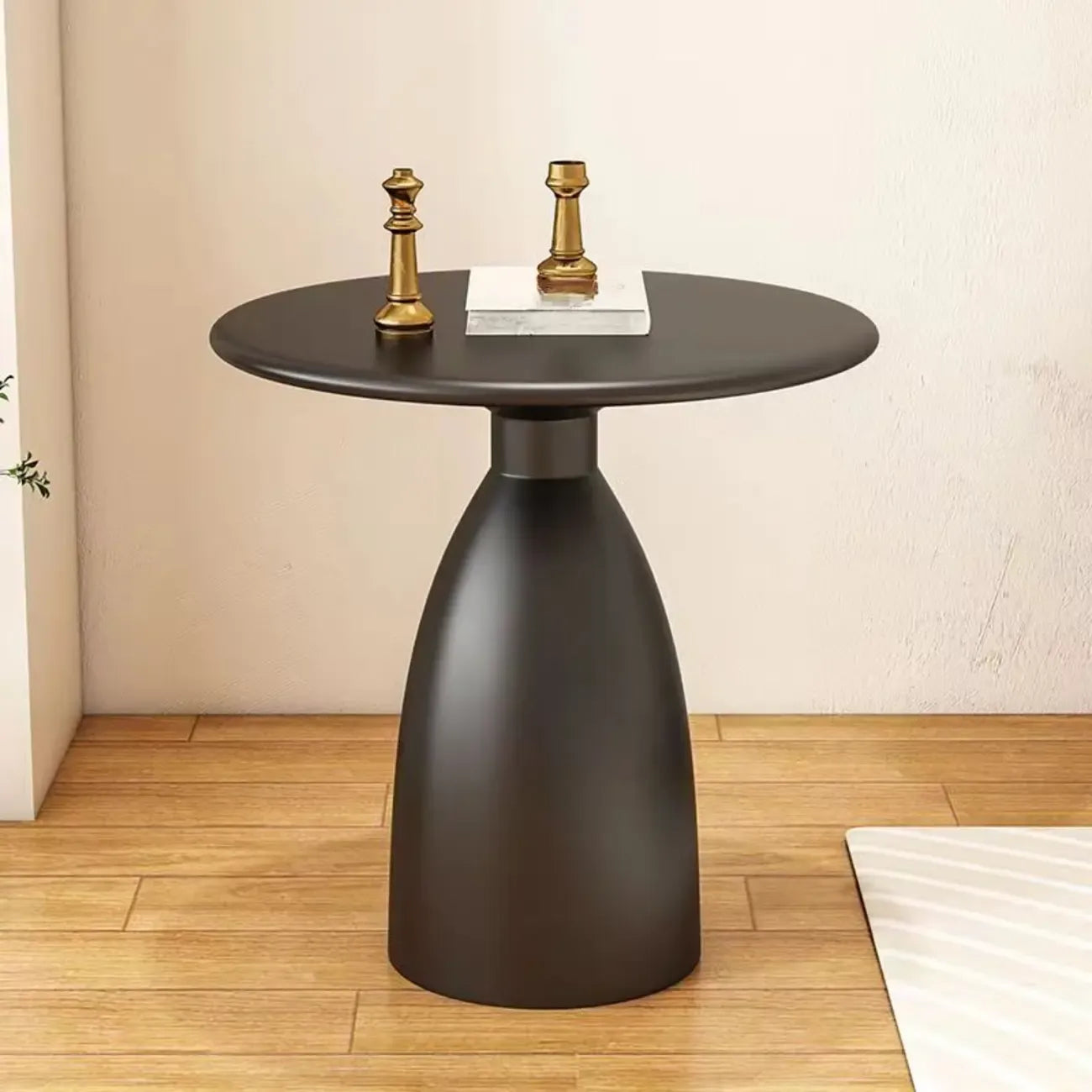 Table d'appoint ronde minimaliste en métal noir pour salon