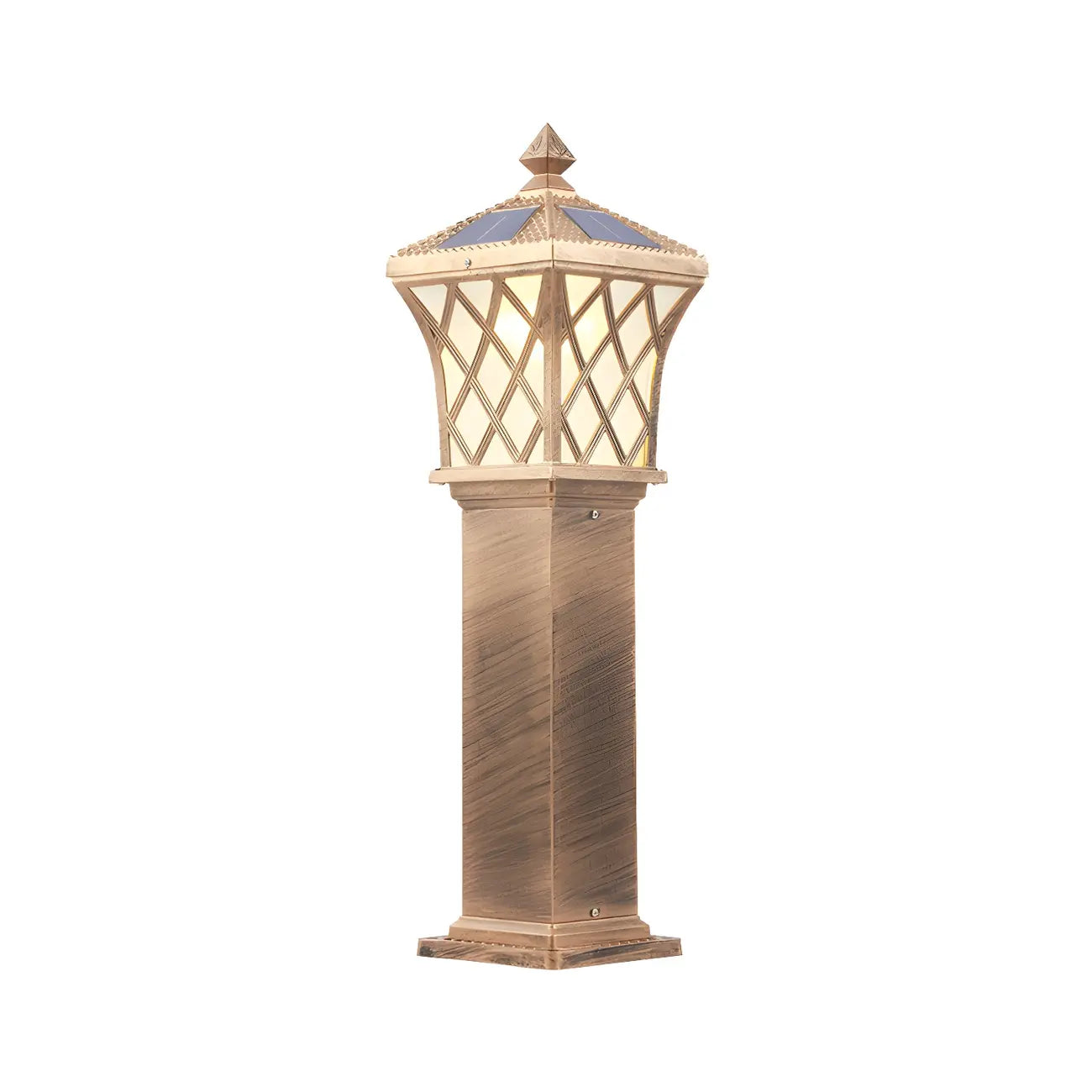 Borne lumineuse LED rustique en métal doré pour allée de cour