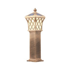 Borne lumineuse LED rustique en métal doré pour allée de cour