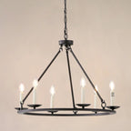 Lustre industriel en fer noir pour salle à manger