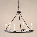 Lustre industriel en fer noir pour salle à manger
