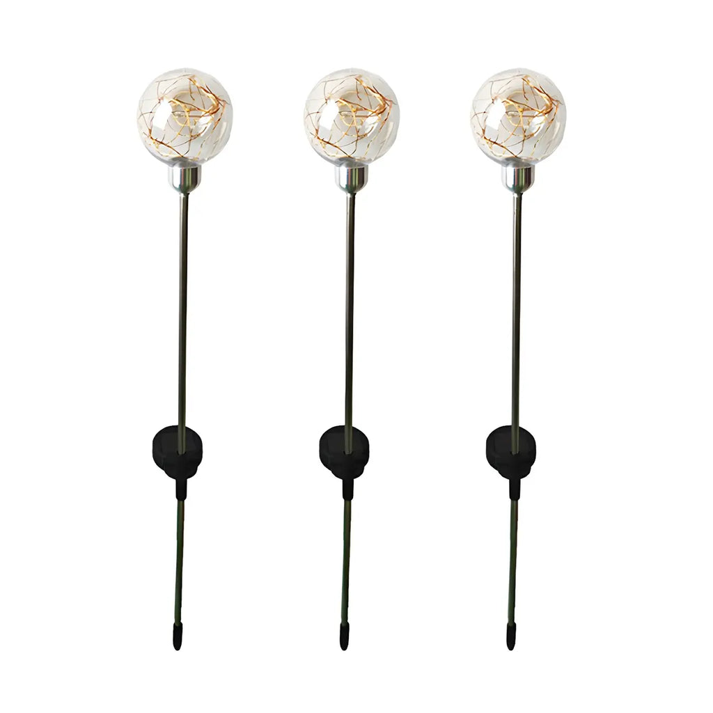 Boule lumineuse LED en fil de cuivre jaune pour la décoration de chemin extérieur