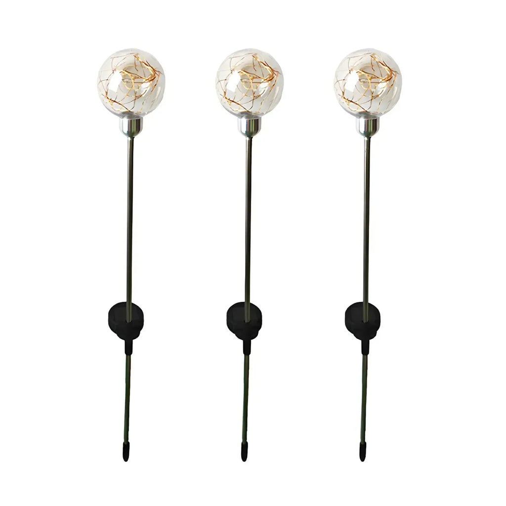 Boule lumineuse LED en fil de cuivre jaune pour la décoration de chemin extérieur