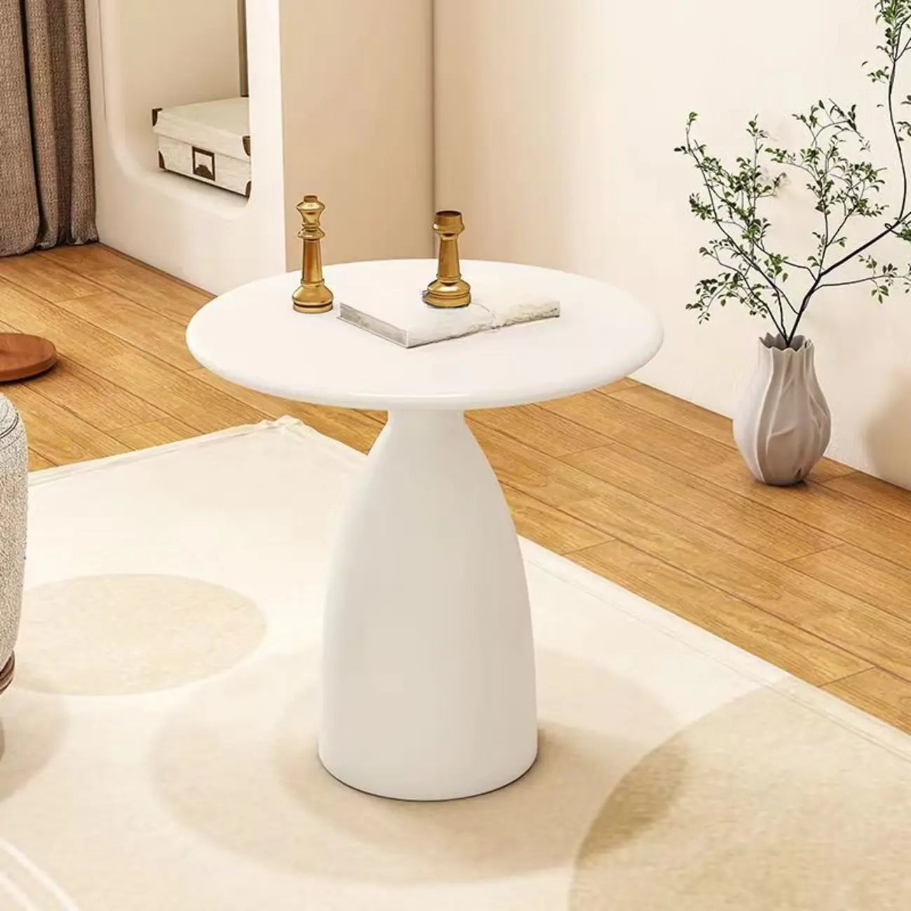 Table d'appoint ronde minimaliste en métal noir pour salon
