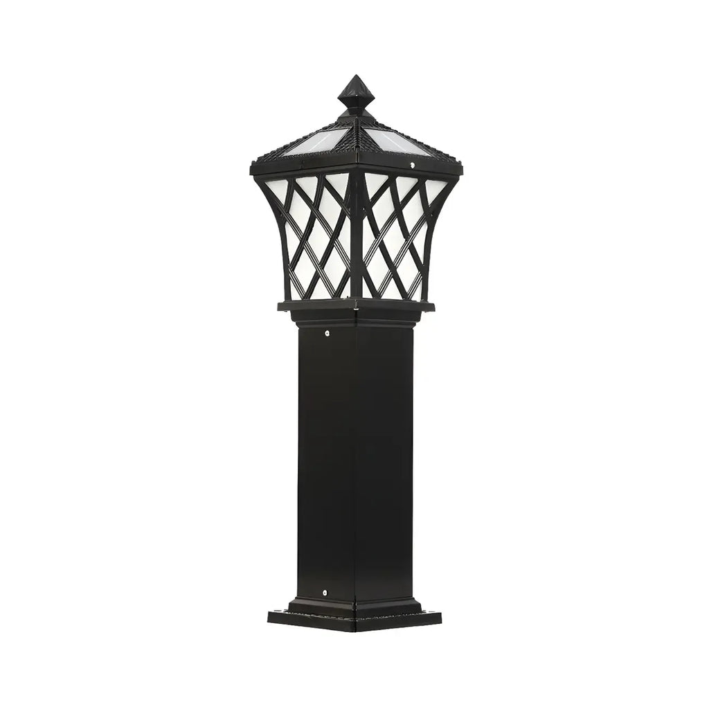 Borne lumineuse LED rustique en métal doré pour allée de cour