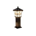 Borne lumineuse LED rustique en métal doré pour allée de cour