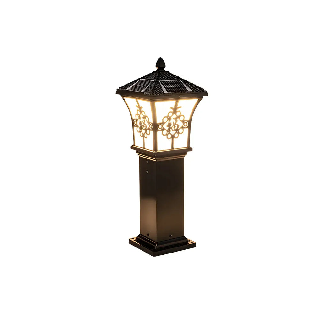 Borne lumineuse LED rustique en métal doré pour allée de cour