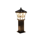 Borne lumineuse LED rustique en métal doré pour allée de cour