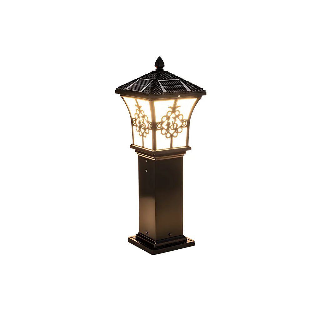 Borne lumineuse LED rustique en métal doré pour allée de cour