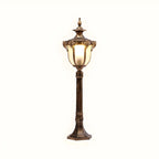 Borne lumineuse solaire LED dorée élégante et traditionnelle pour allée de jardin