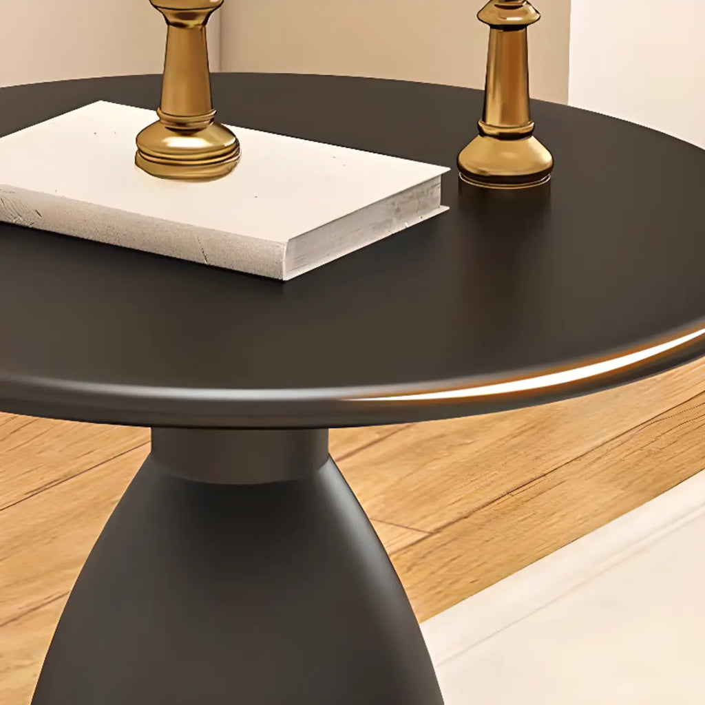 Table d'appoint ronde minimaliste en métal noir pour salon