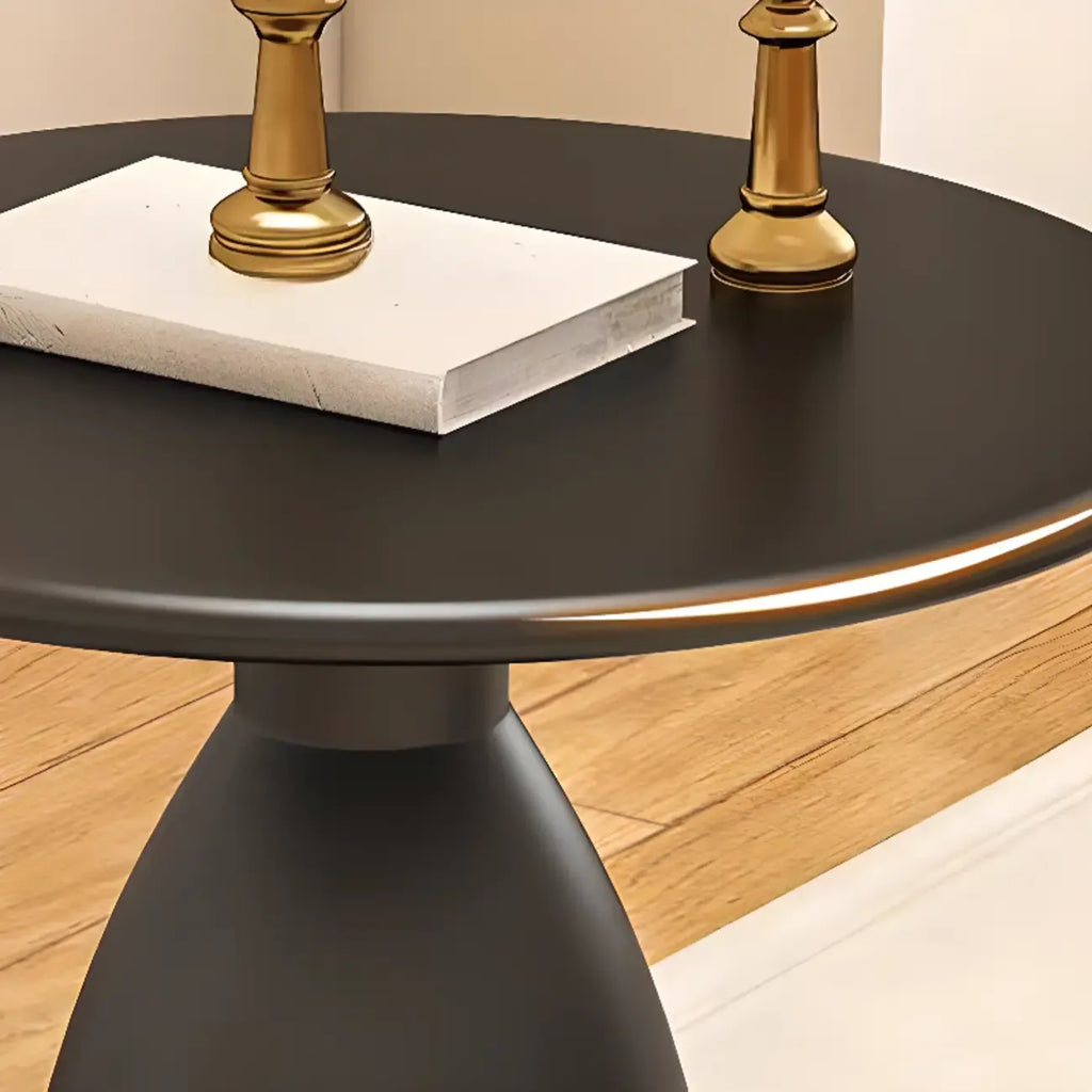 Table d'appoint ronde minimaliste en métal noir pour salon