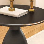 Table d'appoint ronde minimaliste en métal noir pour salon