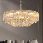 Lampadario moderno di lusso in cristallo regolabile multilivello