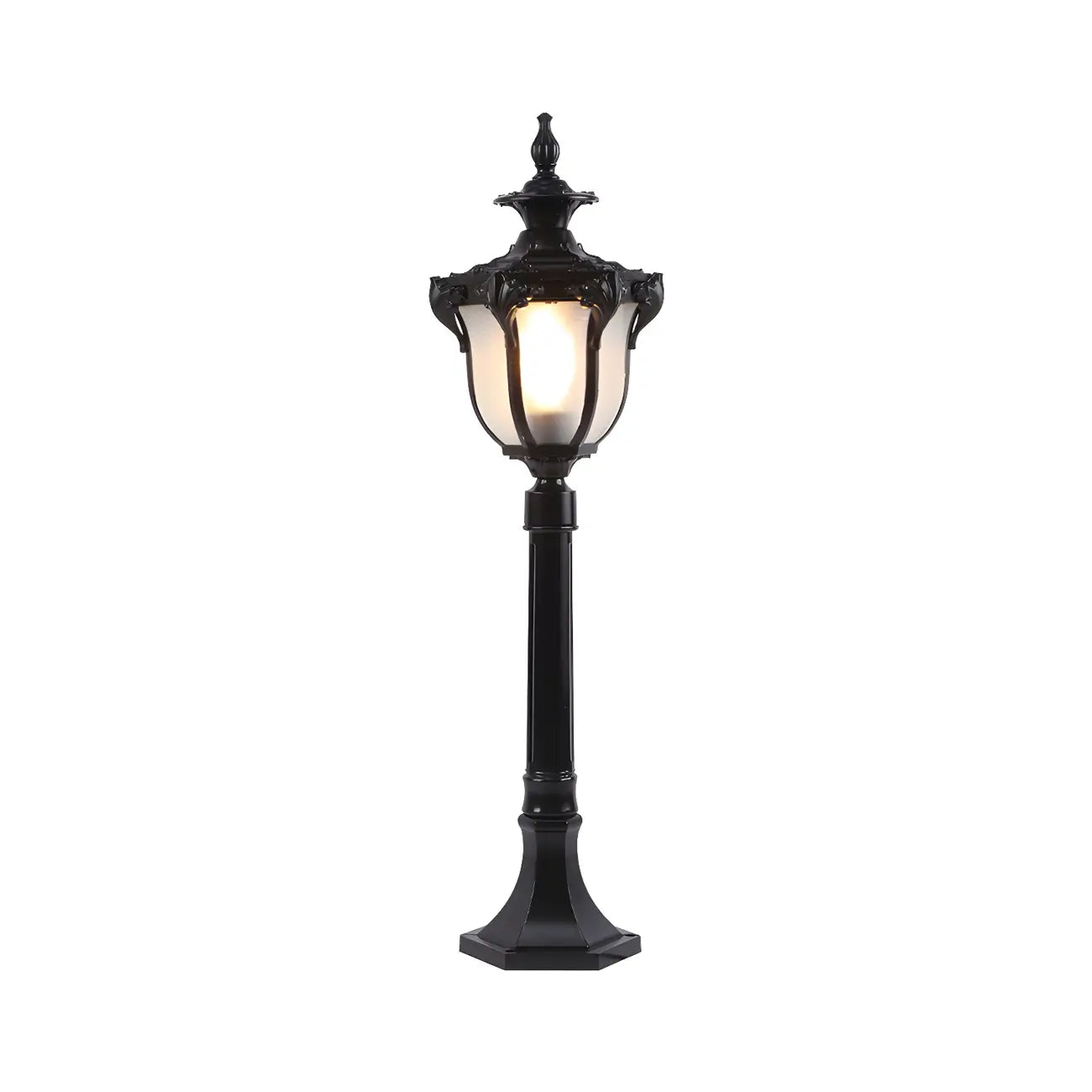 Borne lumineuse solaire LED dorée élégante et traditionnelle pour allée de jardin