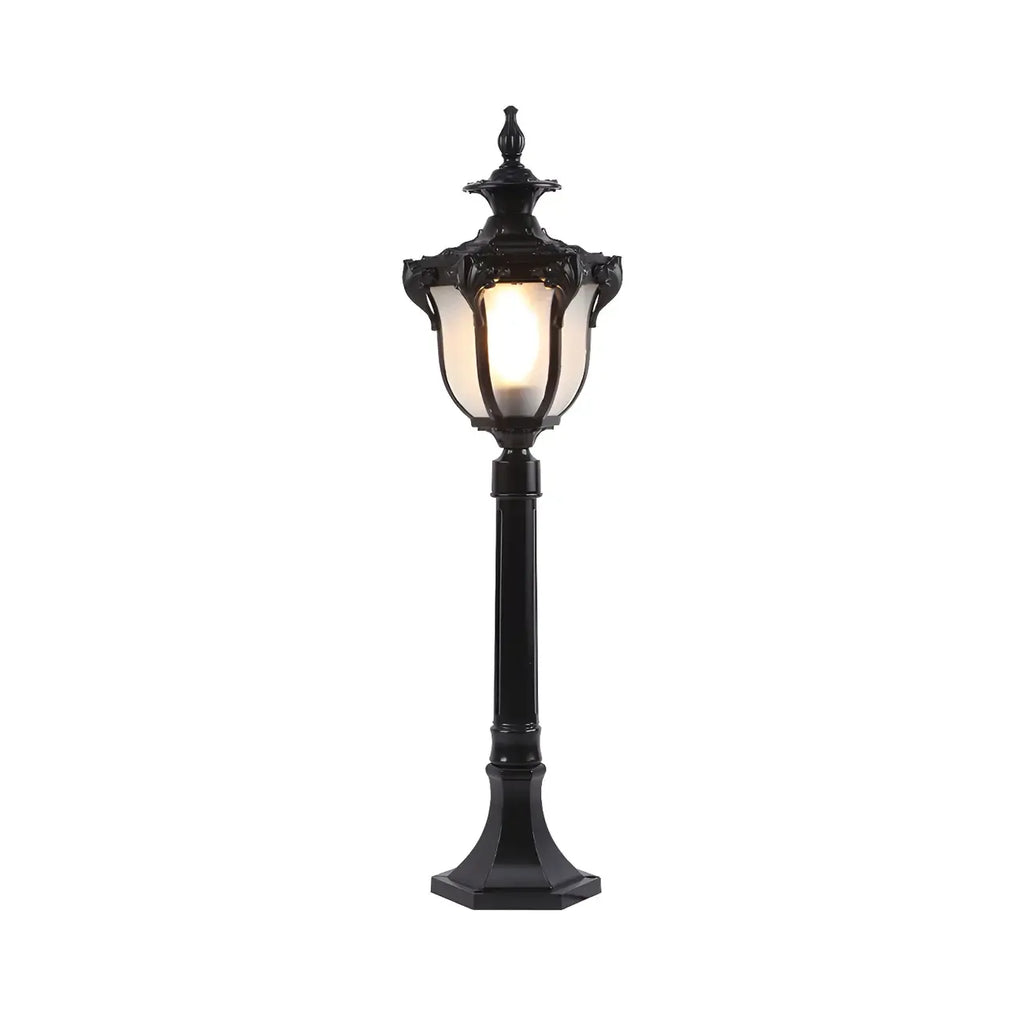 Borne lumineuse solaire LED dorée élégante et traditionnelle pour allée de jardin