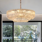 Lampadario moderno di lusso in cristallo regolabile multilivello