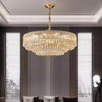 Lampadario moderno di lusso in cristallo regolabile multilivello