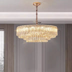 Lampadario moderno di lusso in cristallo regolabile multilivello