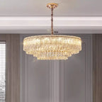 Lampadario moderno di lusso in cristallo regolabile multilivello