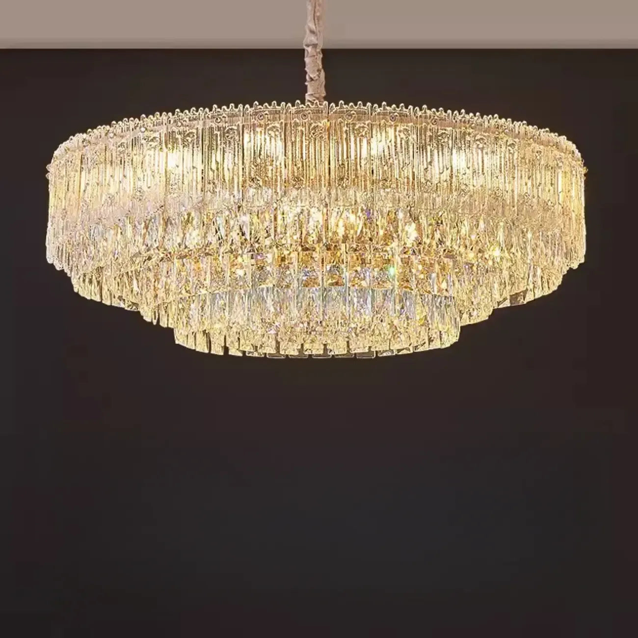 Lampadario moderno di lusso in cristallo regolabile multilivello