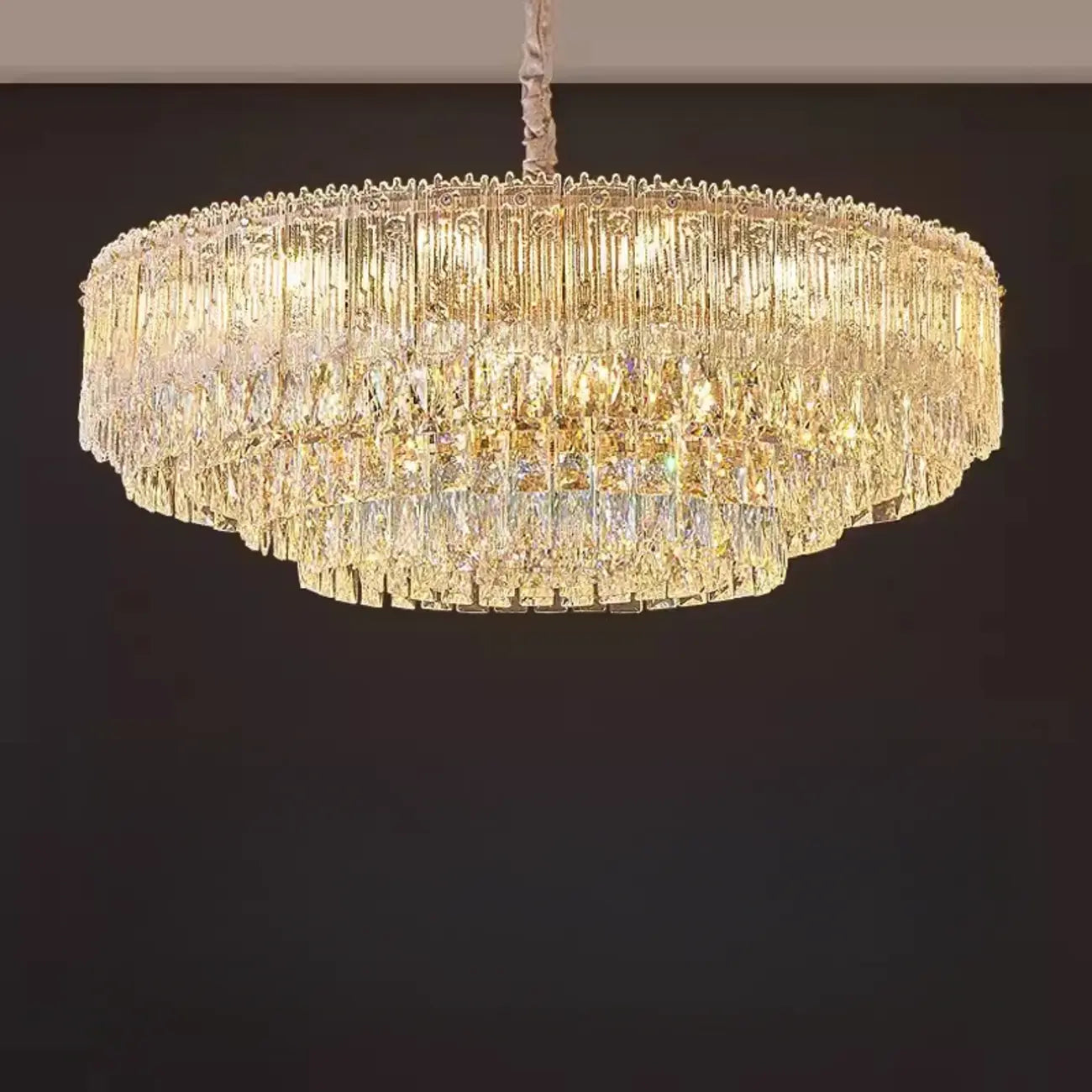 Lampadario moderno di lusso in cristallo regolabile multilivello