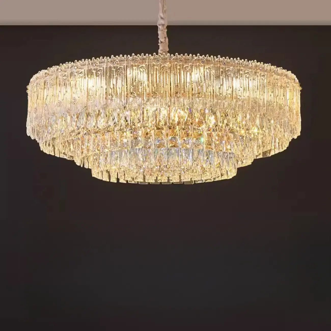 Lampadario moderno di lusso in cristallo regolabile multilivello