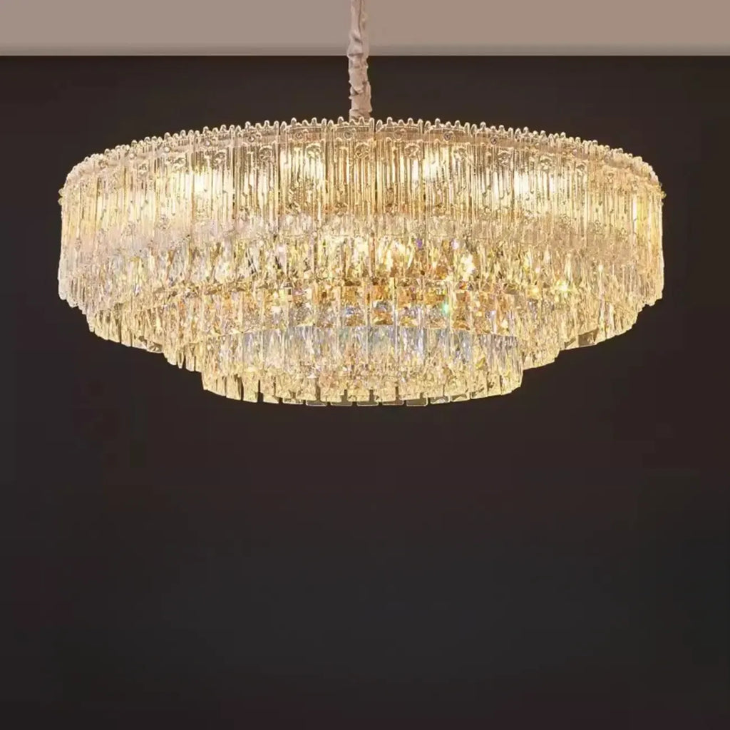 Lampadario moderno di lusso in cristallo regolabile multilivello