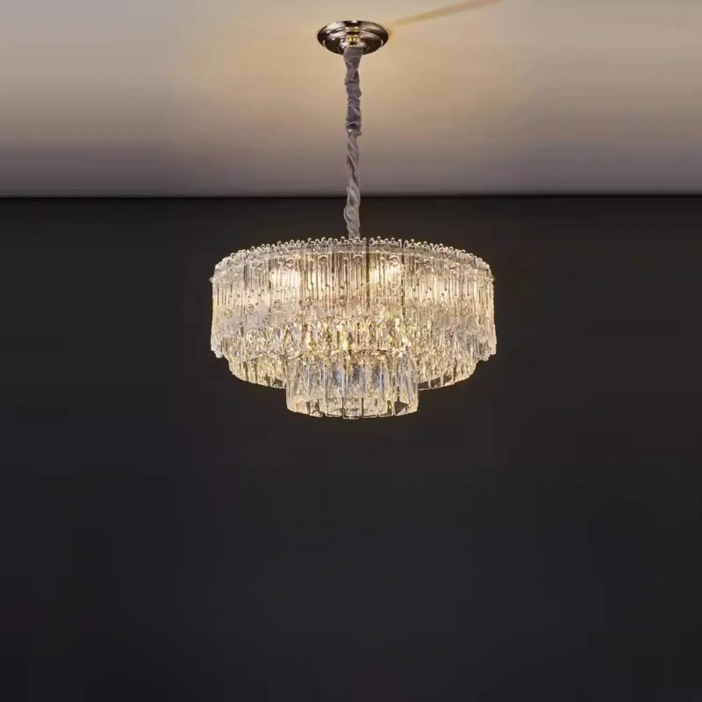 Lampadario moderno di lusso in cristallo regolabile multilivello