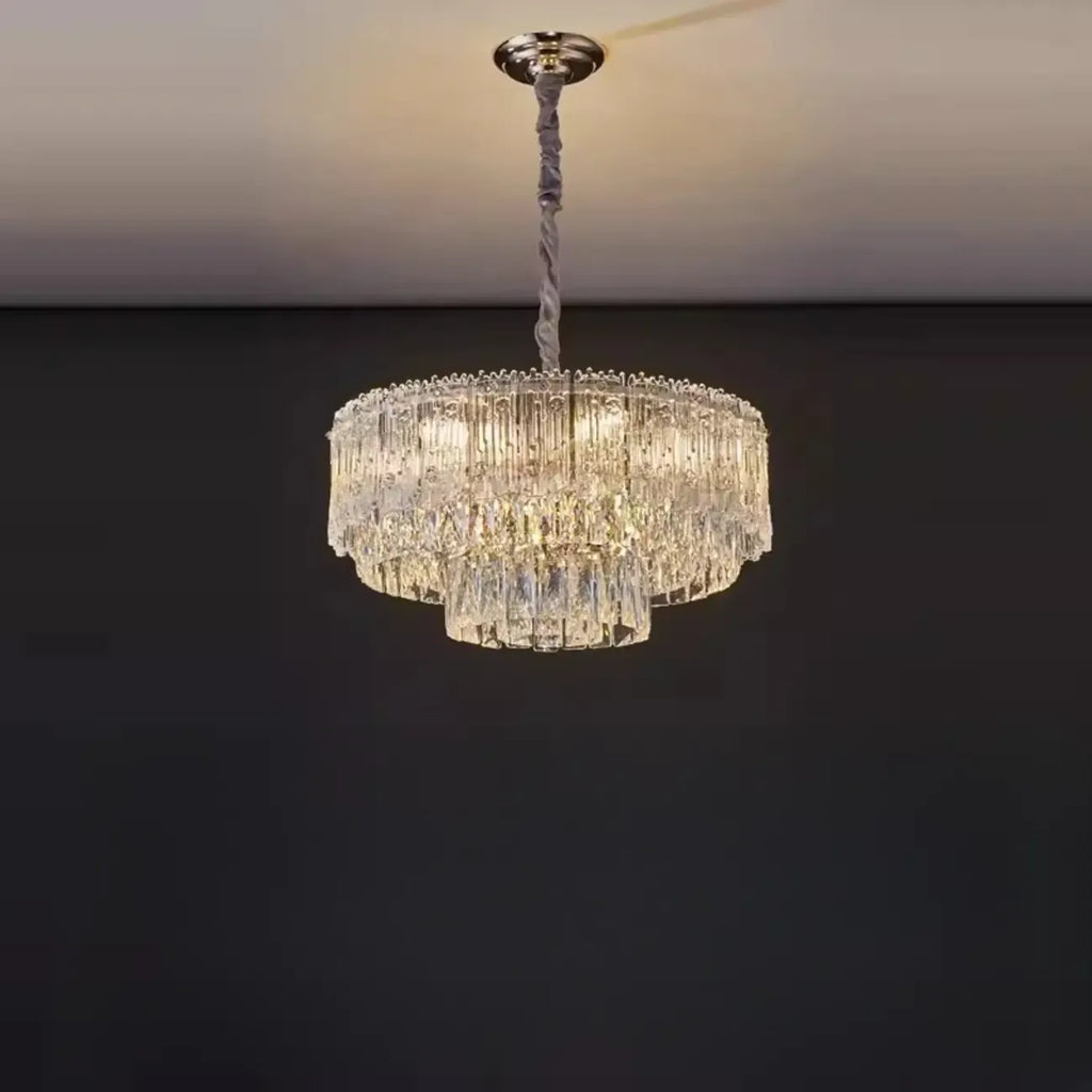 Lampadario moderno di lusso in cristallo regolabile multilivello