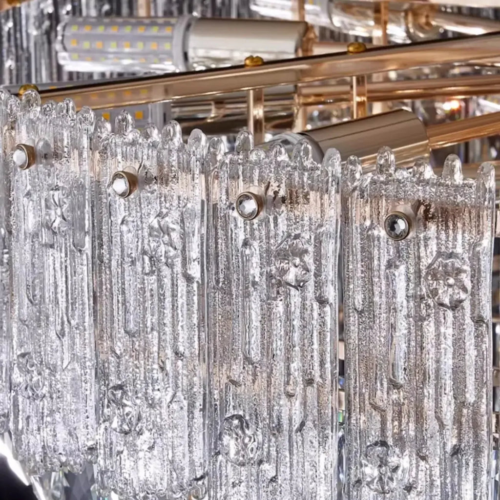 Lampadario moderno di lusso in cristallo regolabile multilivello