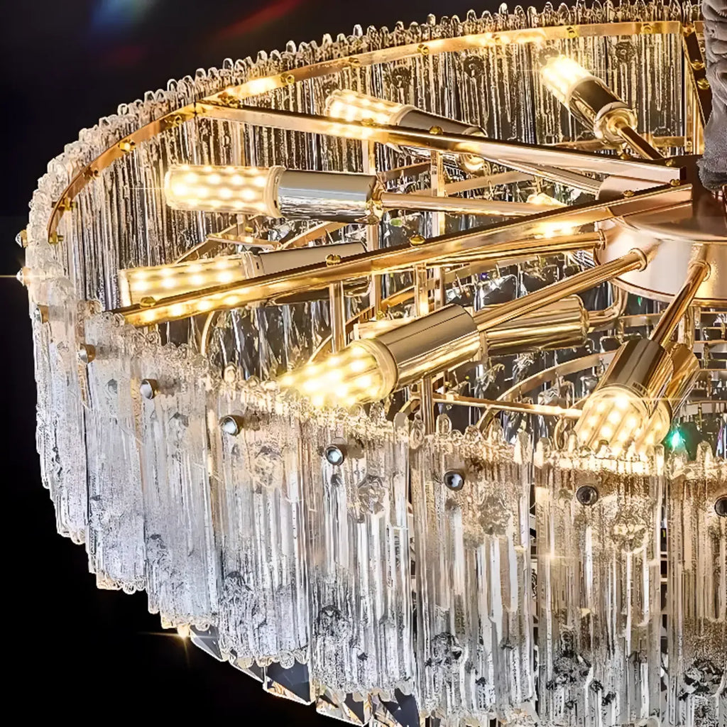 Lampadario moderno di lusso in cristallo regolabile multilivello