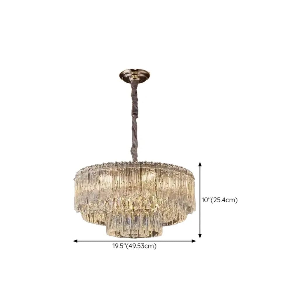 Lampadario moderno di lusso in cristallo regolabile multilivello