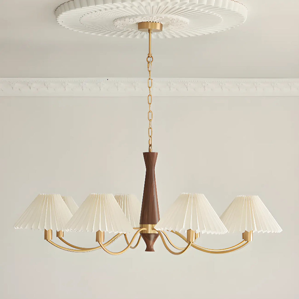 Lustre moderne réglable en tissu plissé pour salon