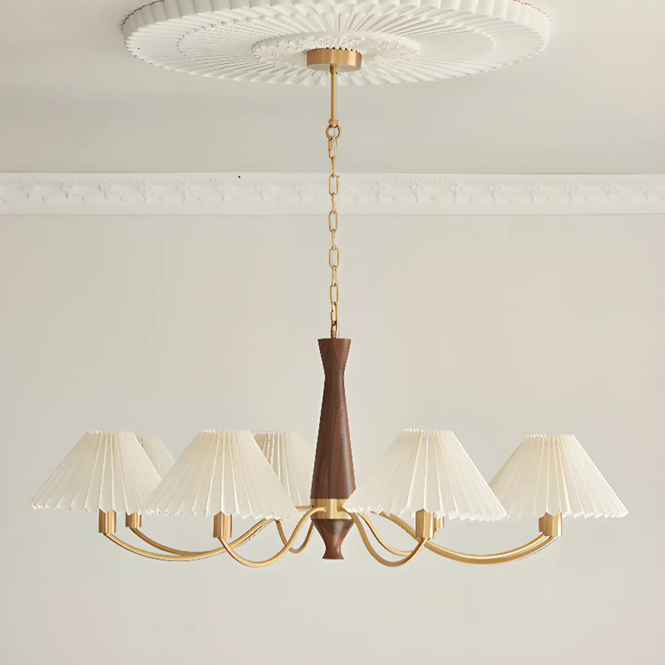 Lustre moderne réglable en tissu plissé pour salon