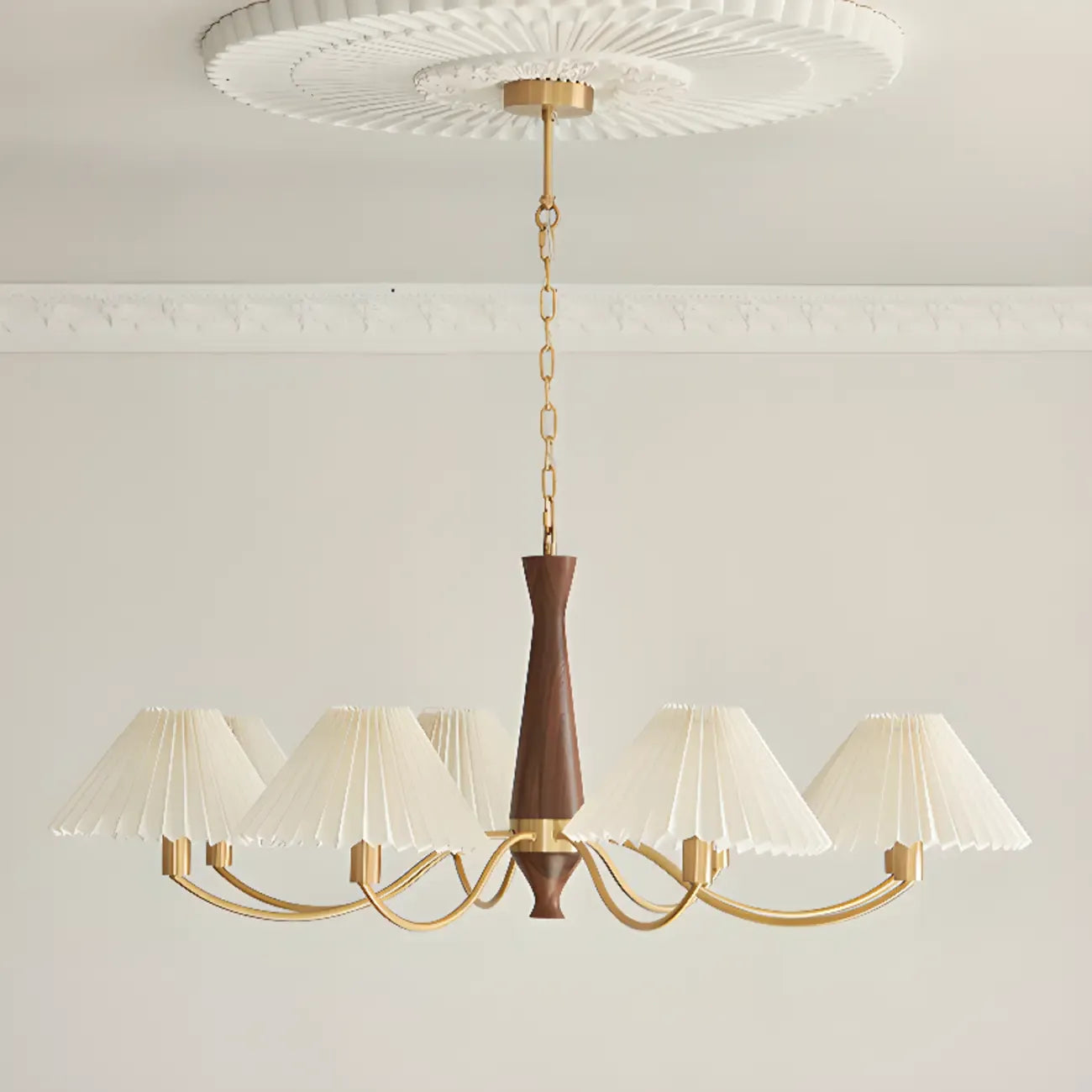 Lustre moderne réglable en tissu plissé pour salon