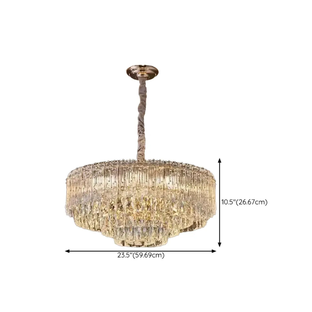 Lampadario moderno di lusso in cristallo regolabile multilivello