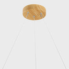 Lustre moderne circulaire en bois avec LED et hauteur réglable
