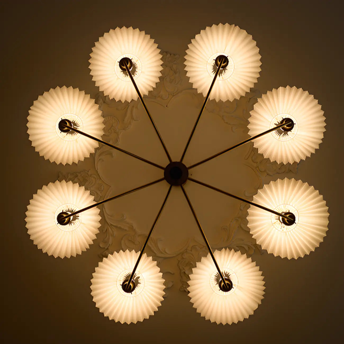 Lustre moderne réglable en tissu plissé pour salon
