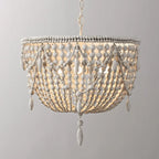 Lustre élégant à perles blanches pour salle à manger moderne