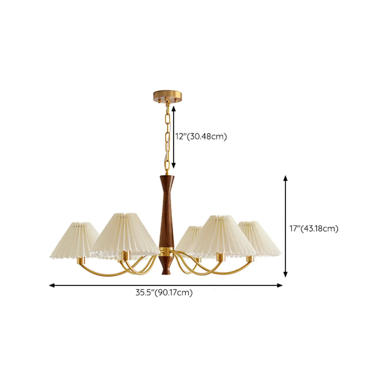 Lustre moderne réglable en tissu plissé pour salon