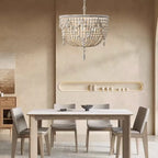 Lustre élégant à perles blanches pour salle à manger moderne