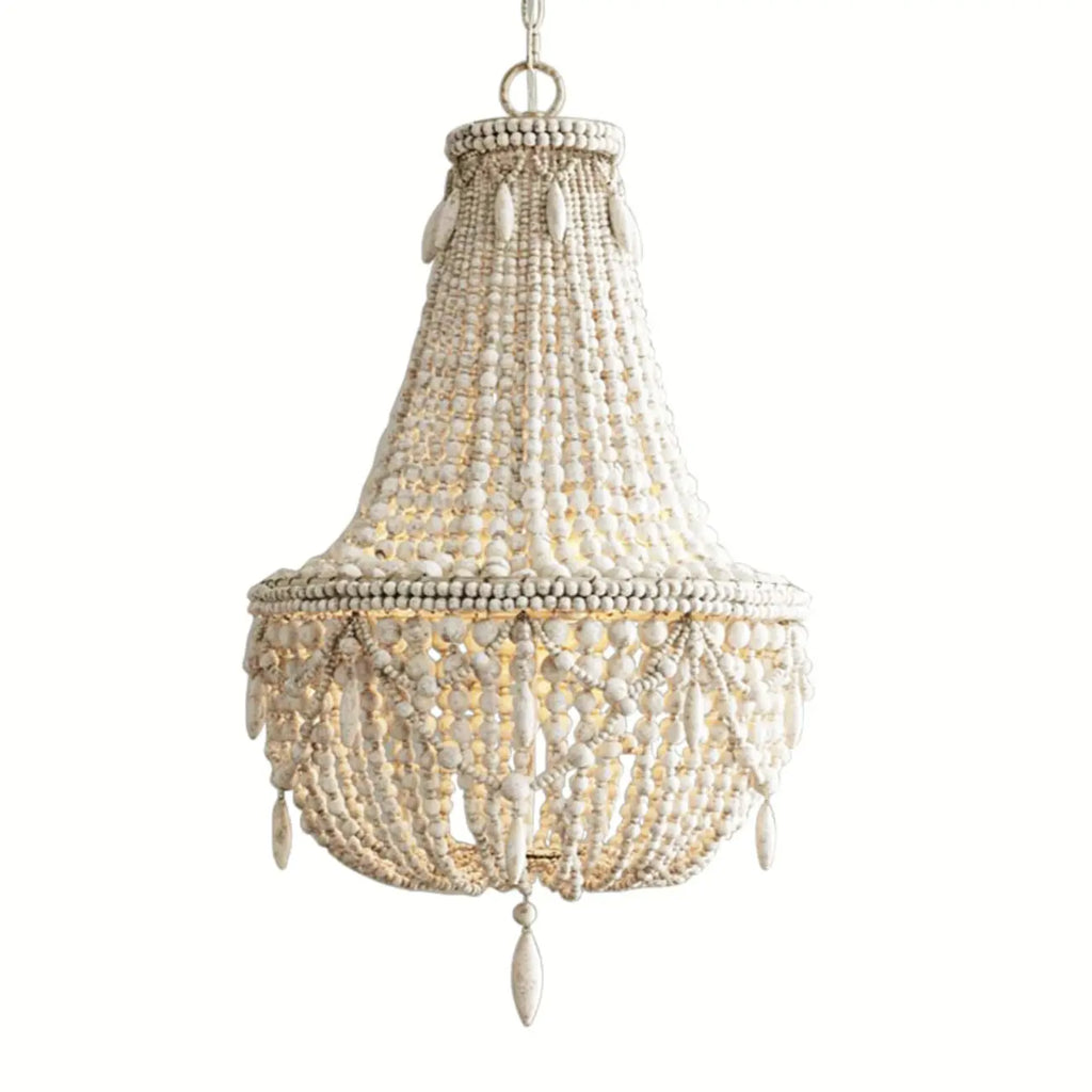Lustre élégant à perles blanches pour salle à manger moderne