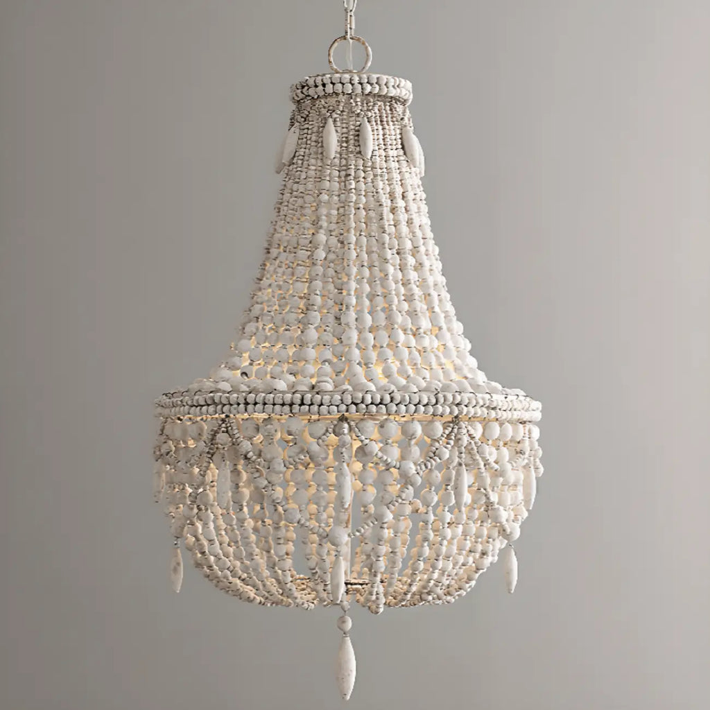 Lustre élégant à perles blanches pour salle à manger moderne