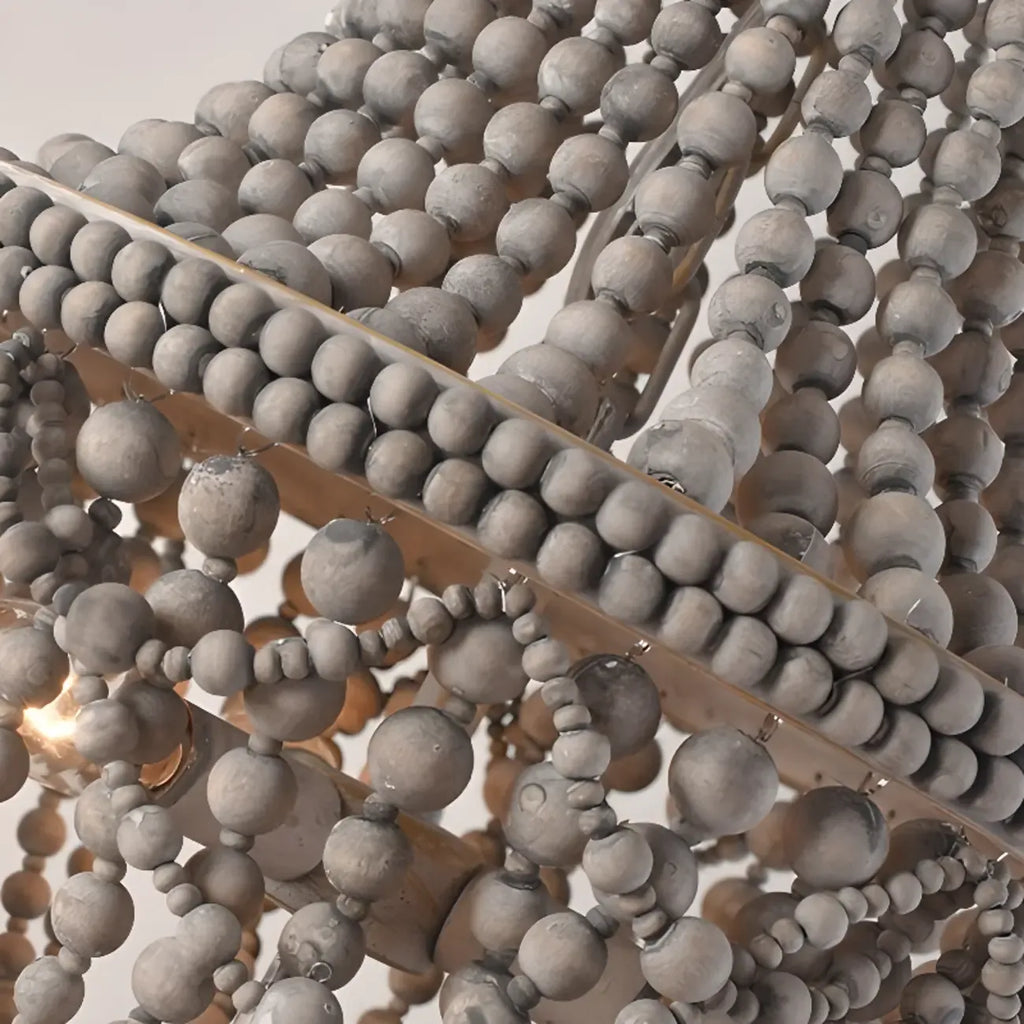 Lustre élégant à perles blanches pour salle à manger moderne