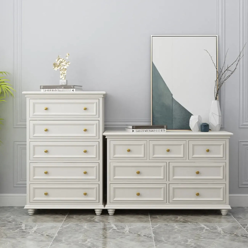 Commode de célibataire en bois blanc de qualité supérieure avec poignée dorée