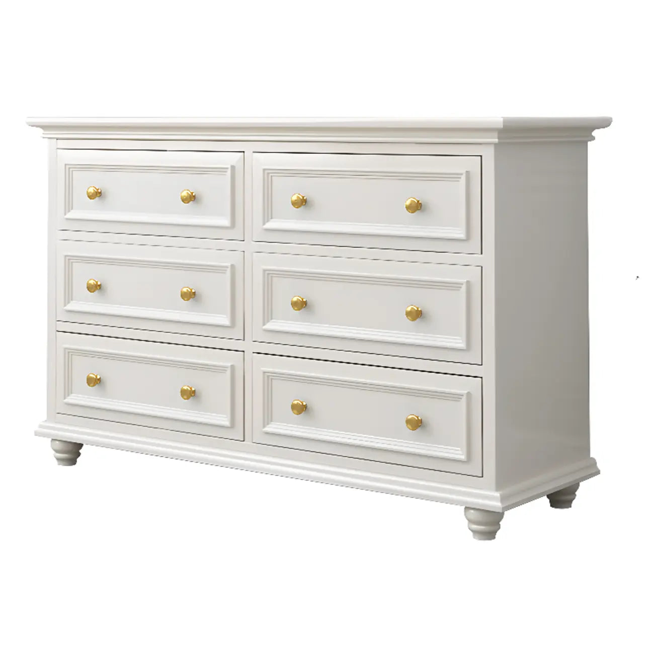 Commode de célibataire en bois blanc de qualité supérieure avec poignée dorée